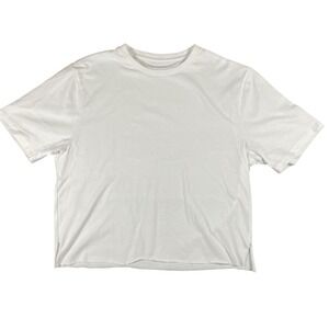 Magnatek Cropped T-shirt‎ Medium White Short Sleeve Casual Workout Top Gym Run